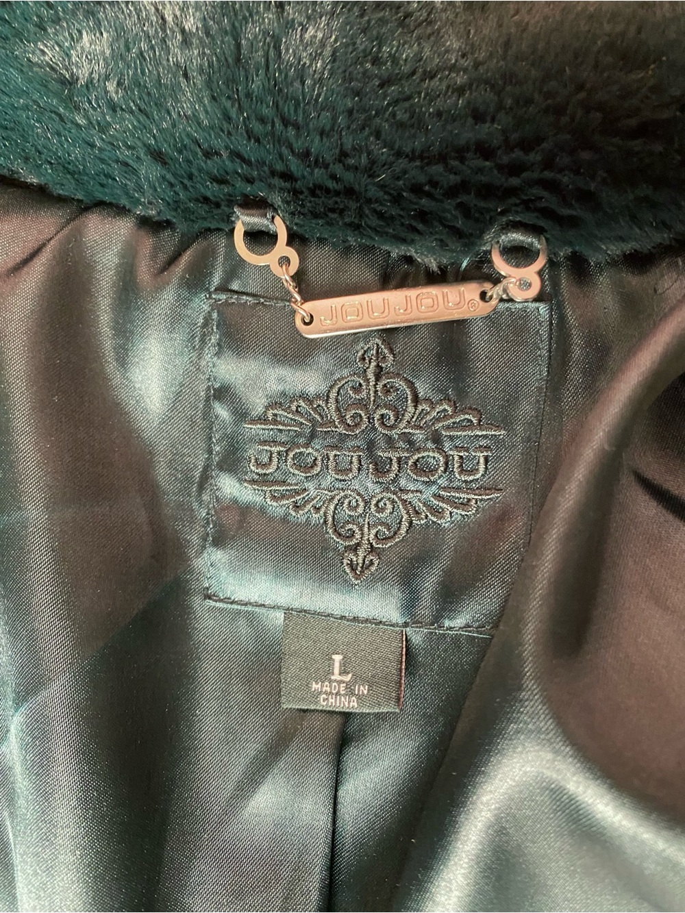 🌷Jou Jou🌷 Plush Faux Fur Dark Green Coat Jacket 🌷 NWOT - Picture 10 of 12